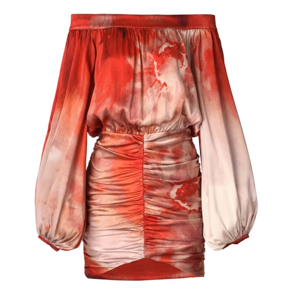 SILVIA TCHERASSI Claudette Mini Dress in Maroon Floral Watercolor Designer - Picture 1 of 16